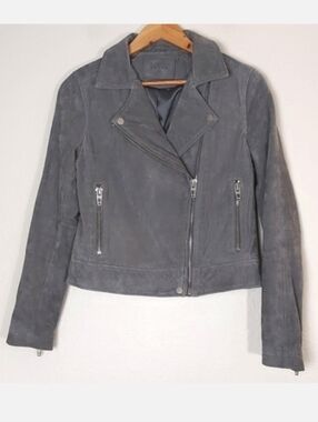 Blank NYC Leather Suede Moto Jacket Gray Size Small